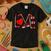 Love Hockey Cute Valentines Kids T-Shirt thumb 3