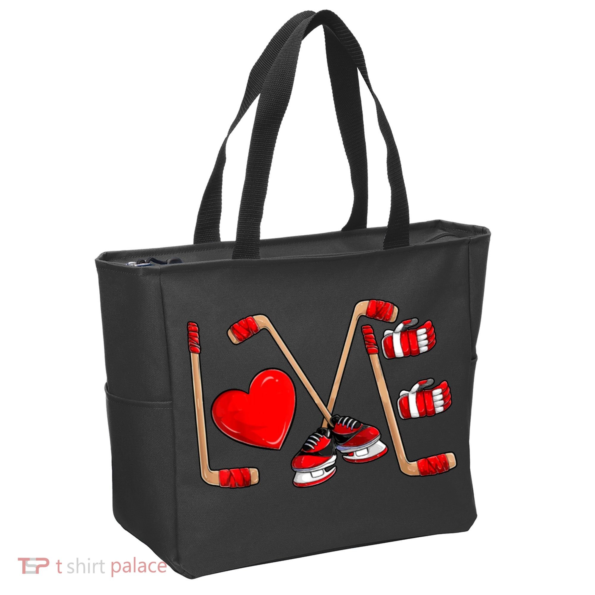Love Hockey Cute Valentines Tote Bag