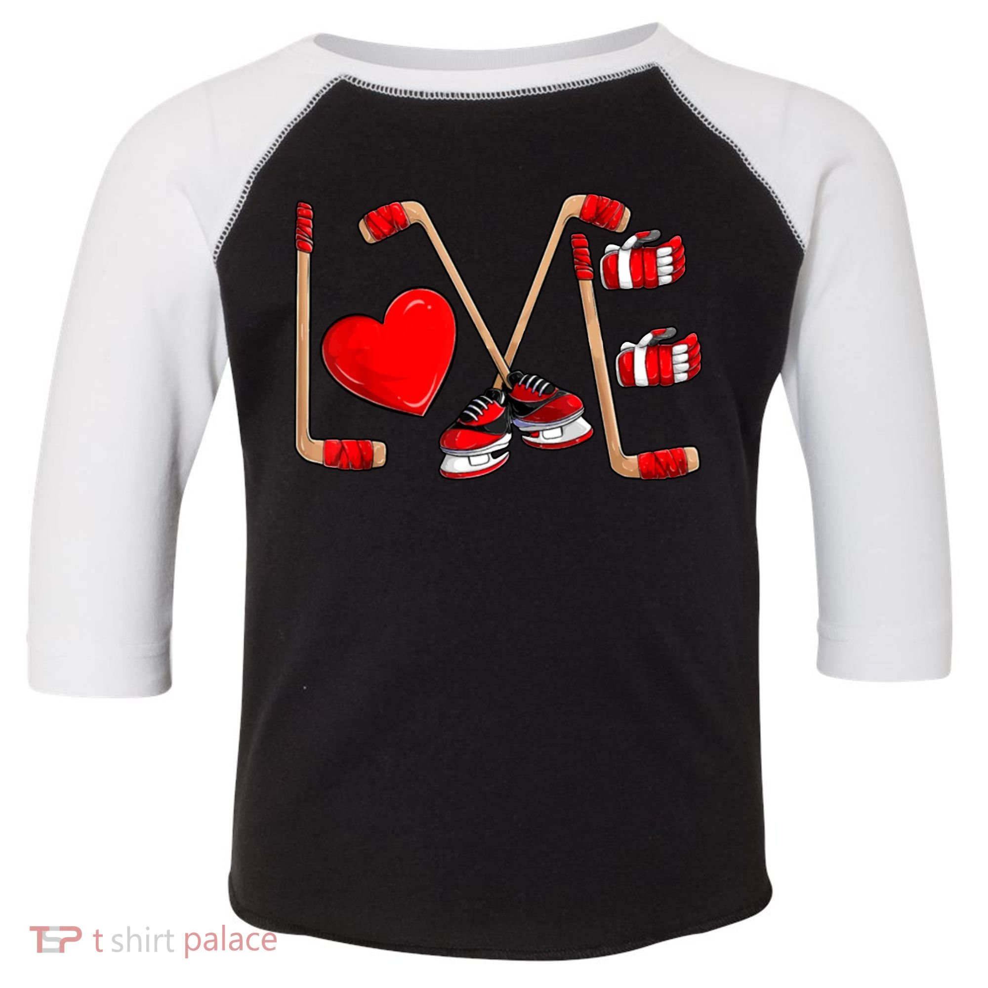 Love Hockey Cute Valentines Toddler Fine Jersey T-Shirt