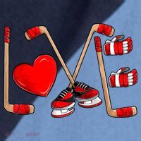 Love Hockey Cute Valentines Raglan Baseball Sleeve Shirt thumb 2