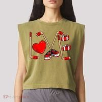 Love Hockey Cute Valentines Garment-Dyed Women's Muscle Tee thumb 2