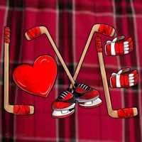 Love Hockey Cute Valentines Men's Flannel Plaid Pajama Pants thumb 2