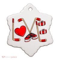 Love Hockey Cute Valentines Ceramic Ornament thumb 0