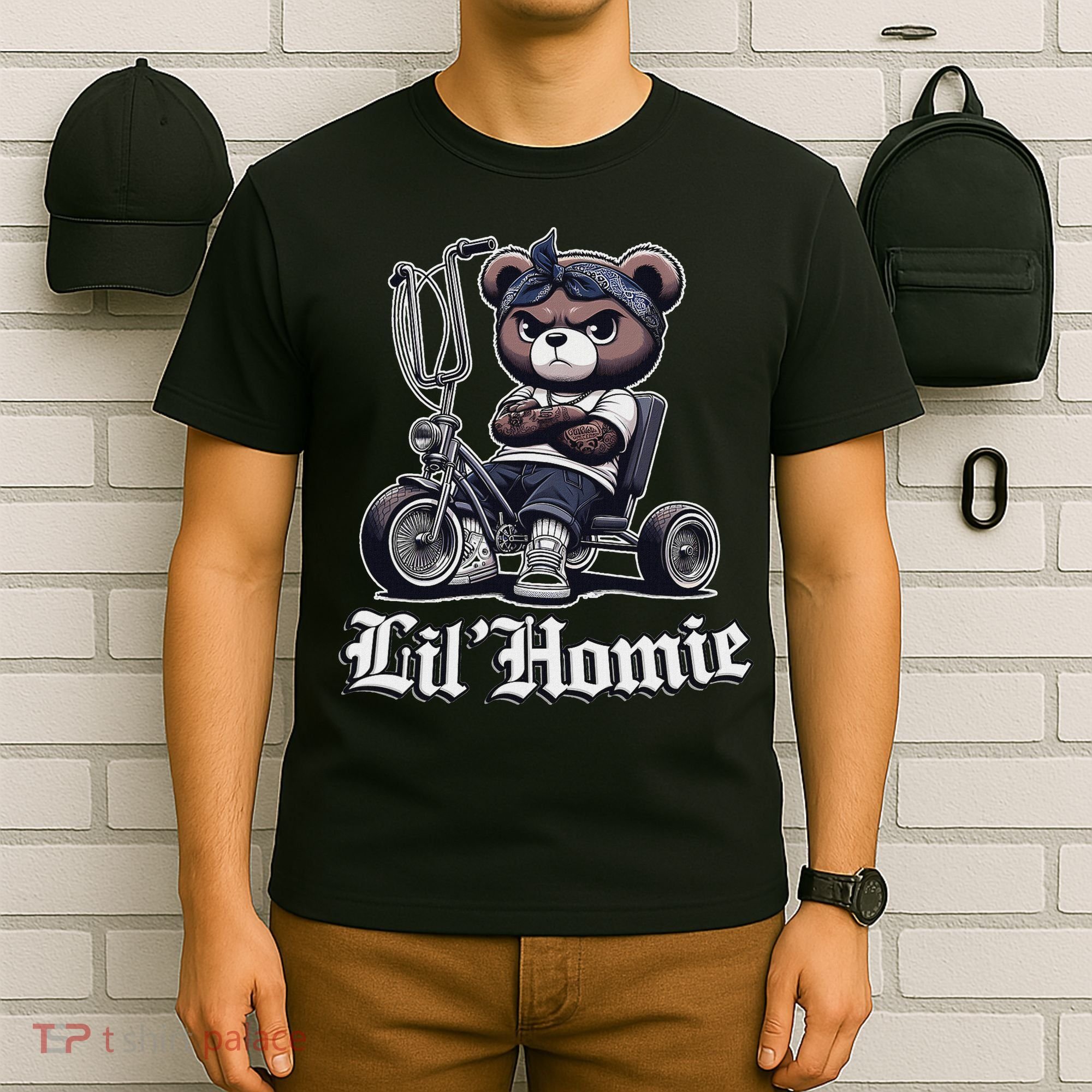 Lil Homie Cute Teddy Bear Hip Hop Chicano Lowrider Cholo T-Shirt