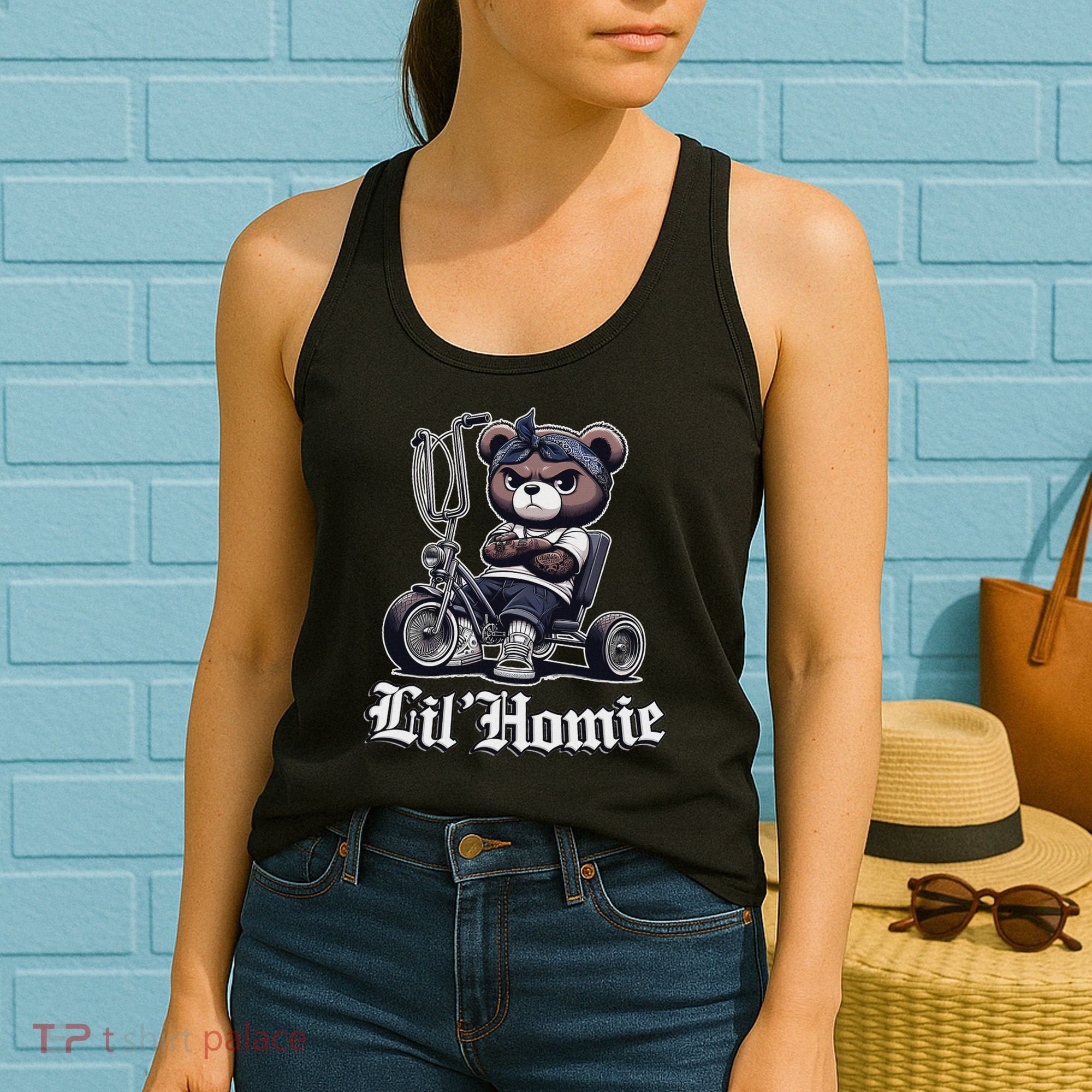 Lil Homie Cute Teddy Bear Hip Hop Chicano Lowrider Cholo Women's Tank Top