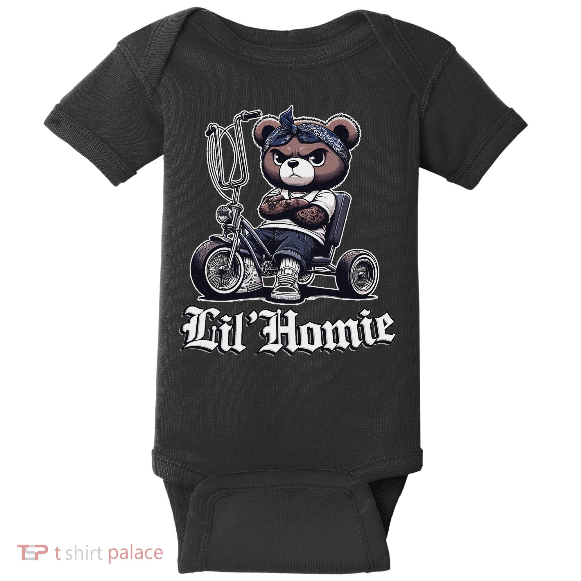 Lil Homie Cute Teddy Bear Hip Hop Chicano Lowrider Cholo Baby Bodysuit