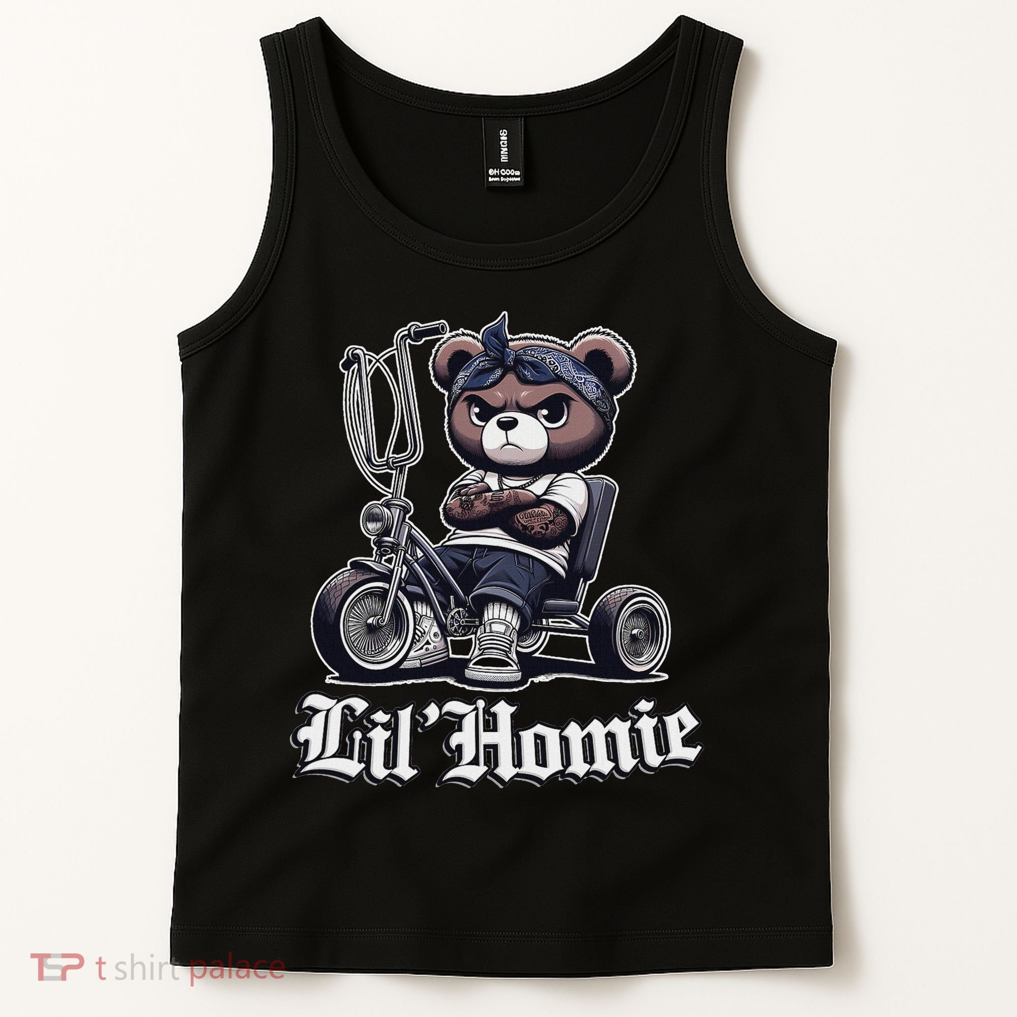 Lil Homie Cute Teddy Bear Hip Hop Chicano Lowrider Cholo Tank Top