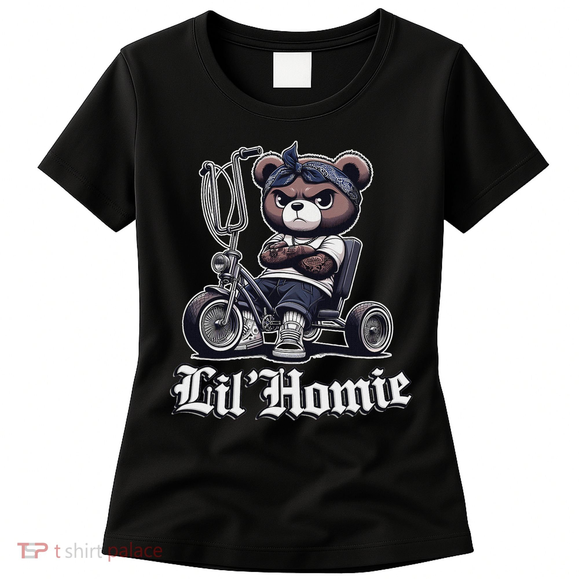 Lil Homie Cute Teddy Bear Hip Hop Chicano Lowrider Cholo Women's T-Shirt