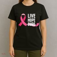 Live Hope Cure Breast Cancer Awareness Ribbon T-Shirt thumb 4