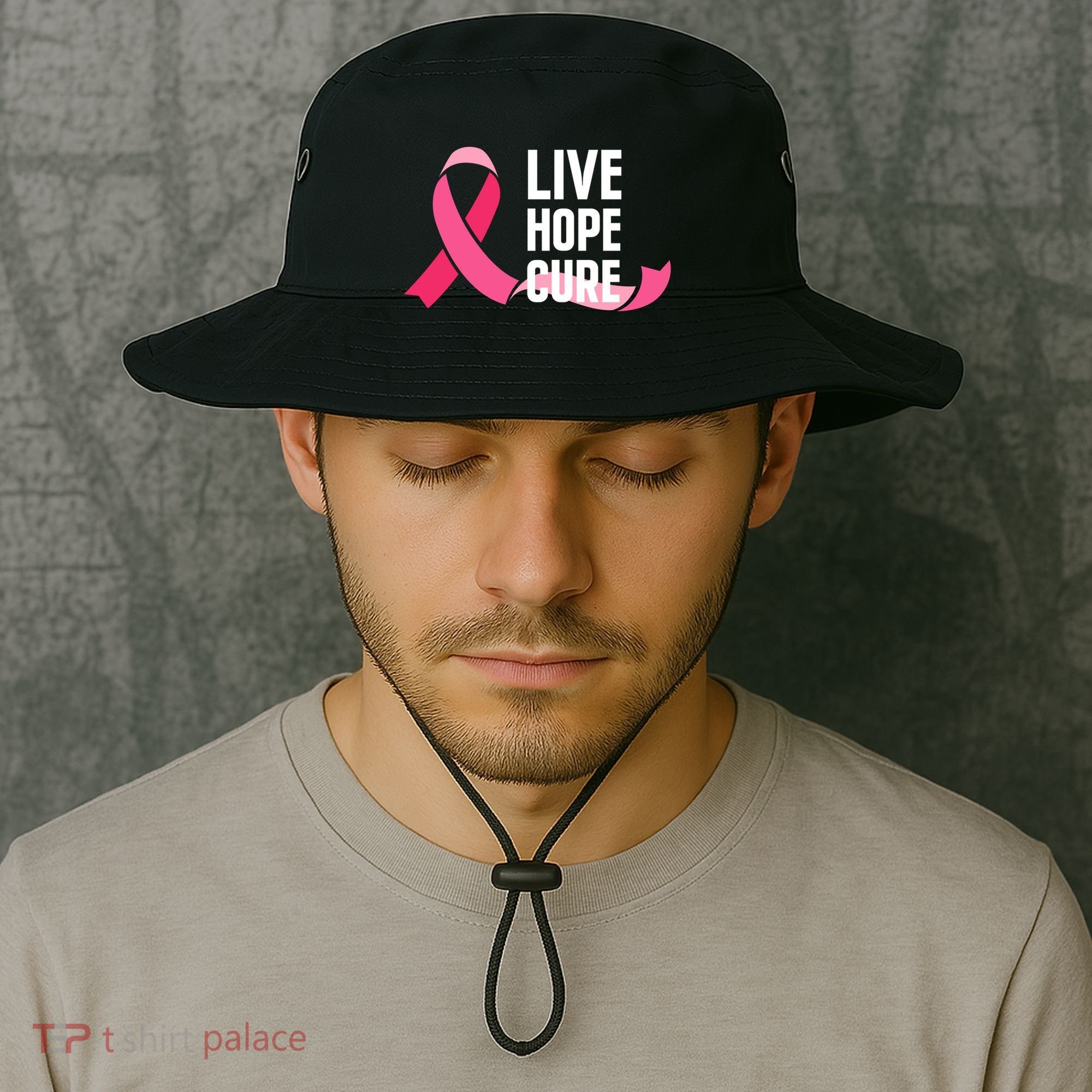 Live Hope Cure Breast Cancer Awareness Ribbon Bucket Hat
