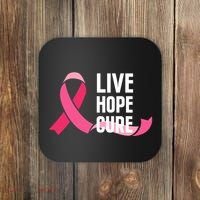 Live Hope Cure Breast Cancer Awareness Ribbon Coaster thumb 0