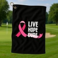 Live Hope Cure Breast Cancer Awareness Ribbon Golf Towel thumb 1