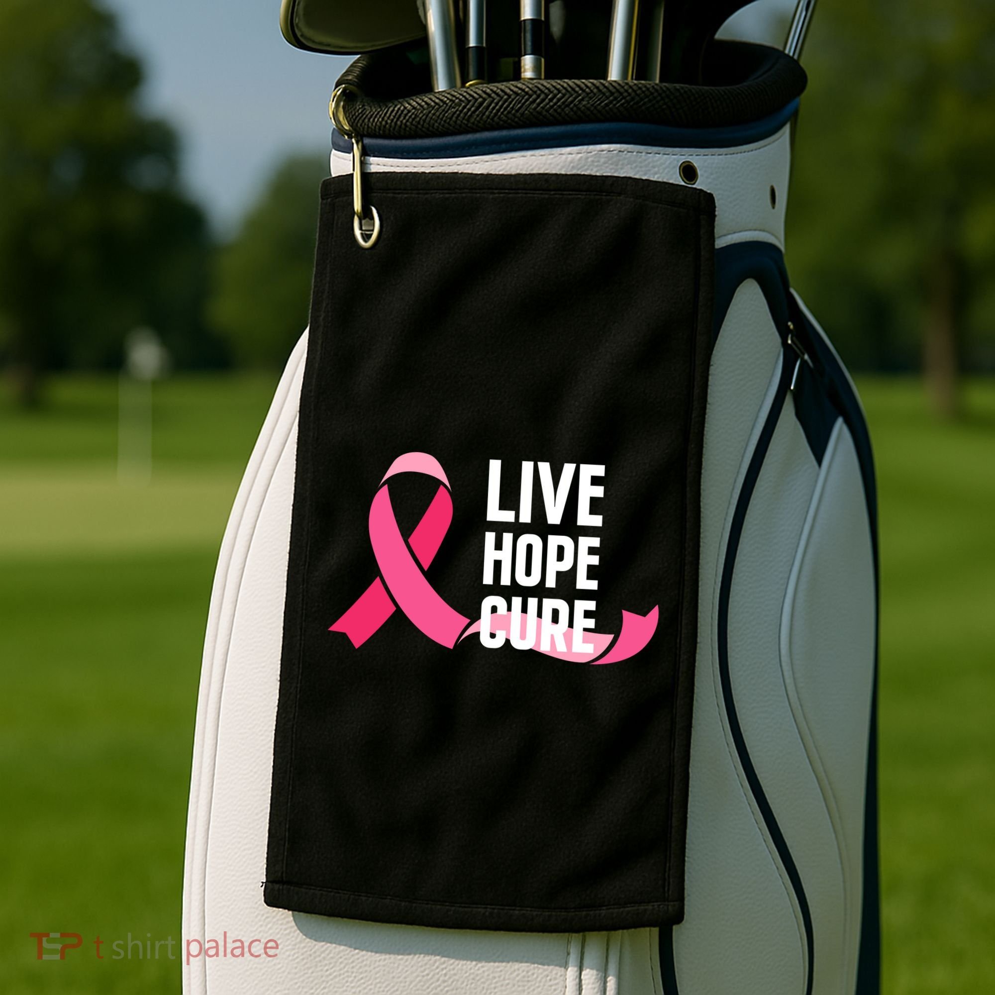 Live Hope Cure Breast Cancer Awareness Ribbon Golf Towel