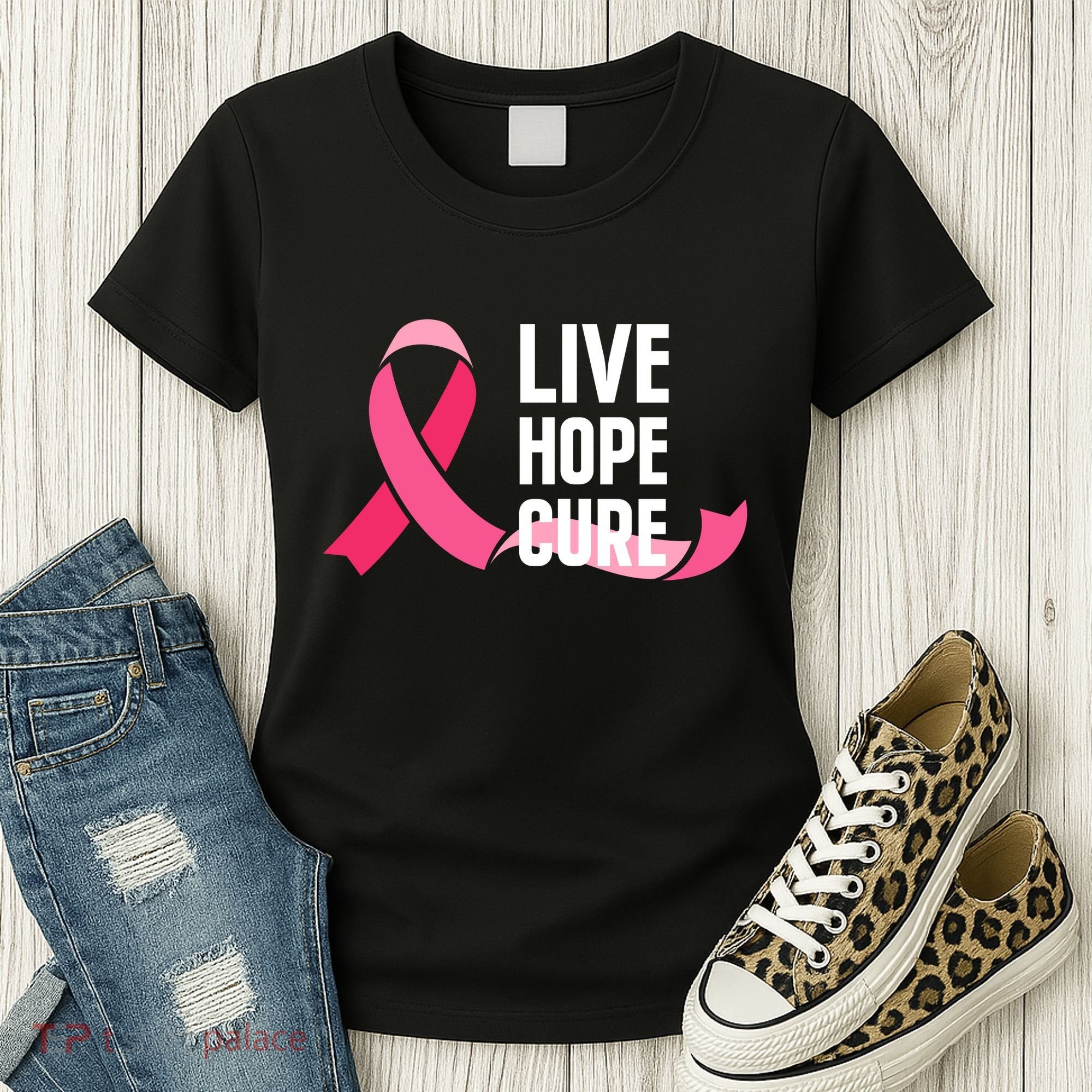 Live Hope Cure Breast Cancer Awareness Ribbon Women's T-Shirt