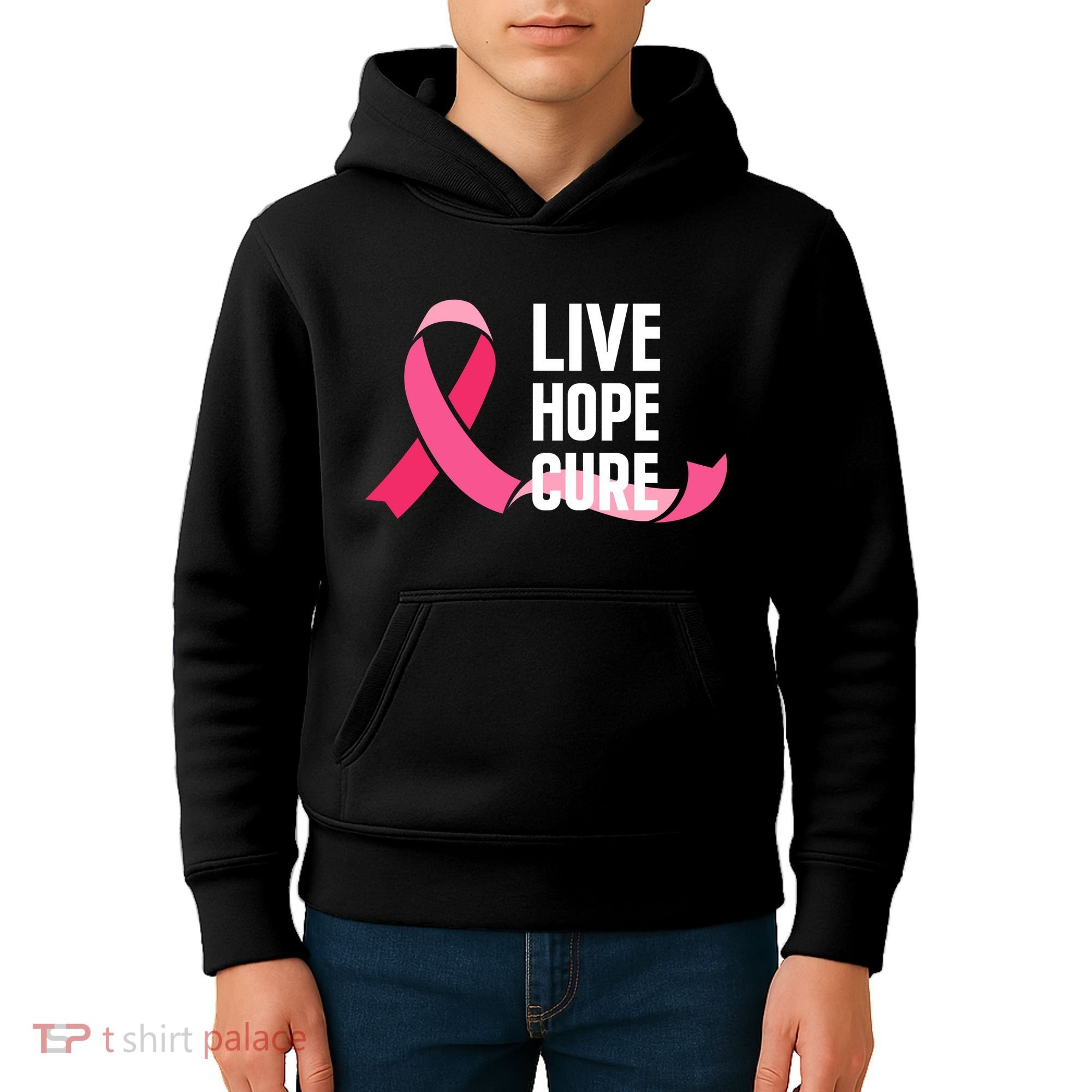 Live Hope Cure Breast Cancer Awareness Ribbon Kids Hoodie