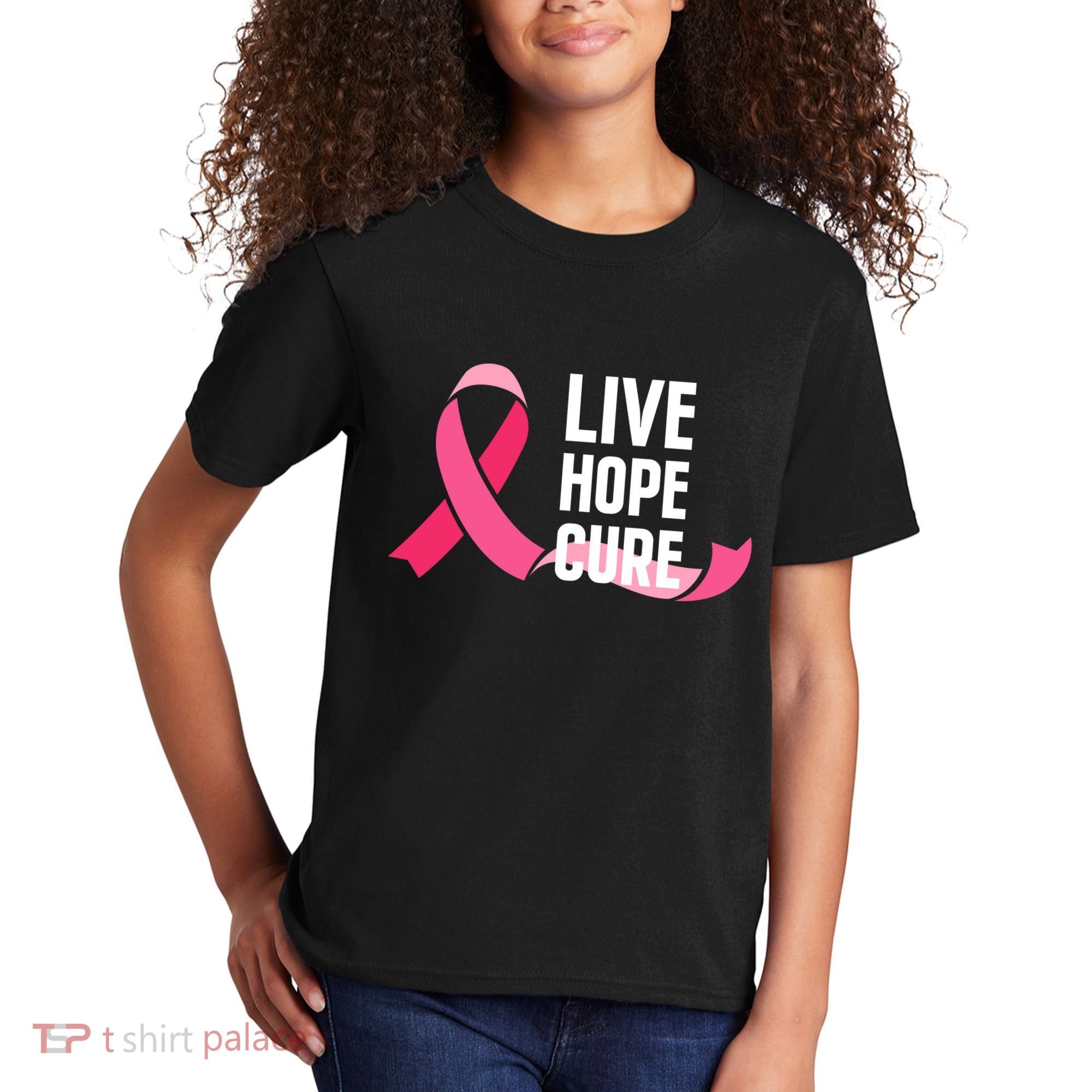Live Hope Cure Breast Cancer Awareness Ribbon Kids T-Shirt