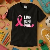 Live Hope Cure Breast Cancer Awareness Ribbon Kids T-Shirt thumb 3