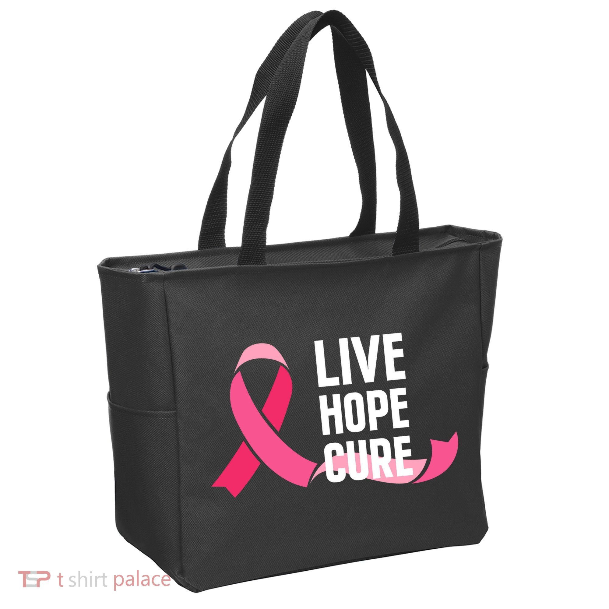 Live Hope Cure Breast Cancer Awareness Ribbon Tote Bag