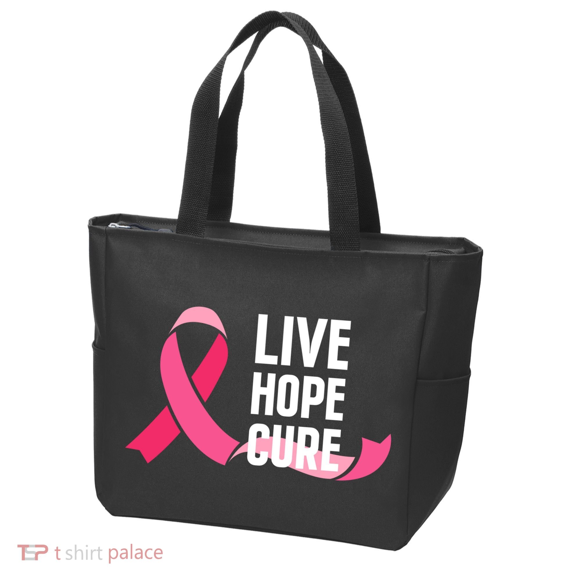 Live Hope Cure Breast Cancer Awareness Ribbon Tote Bag