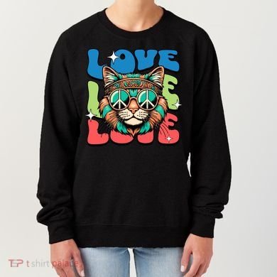 Love Hippie Cat Retro 80s Peace Women's Sweatshirt