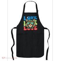 Love Hippie Cat Retro 80s Peace Apron thumb 0