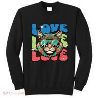 Love Hippie Cat Retro 80s Peace Sweatshirt thumb 0