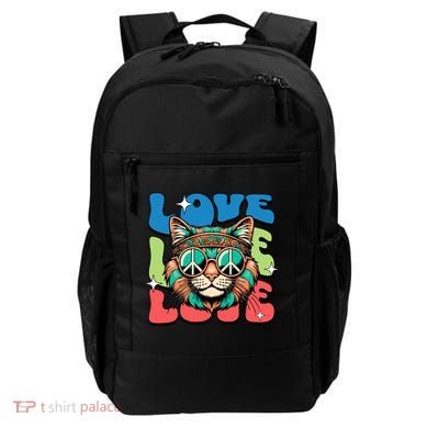 Love Hippie Cat Retro 80s Peace Backpack