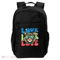 Love Hippie Cat Retro 80s Peace Backpack thumb 0