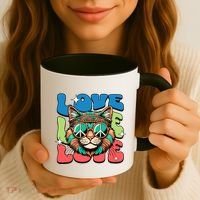 Love Hippie Cat Retro 80s Peace Coffee Mug thumb 3