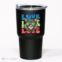 Love Hippie Cat Retro 80s Peace Tumbler thumb 0