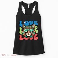 Love Hippie Cat Retro 80s Peace Women's Tank Top thumb 0