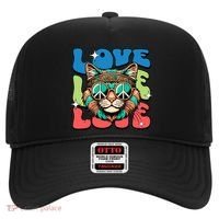 Love Hippie Cat Retro 80s Peace Hat thumb 0