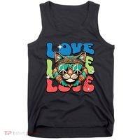 Love Hippie Cat Retro 80s Peace Tank Top thumb 0
