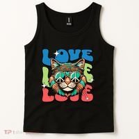 Love Hippie Cat Retro 80s Peace Tank Top thumb 2