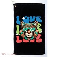 Love Hippie Cat Retro 80s Peace Golf Towel thumb 0