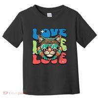 Love Hippie Cat Retro 80s Peace Toddler T-Shirt thumb 0