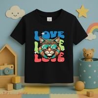 Love Hippie Cat Retro 80s Peace Toddler T-Shirt thumb 3