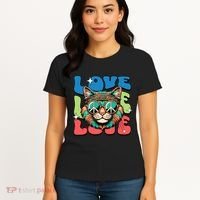 Love Hippie Cat Retro 80s Peace Women's T-Shirt thumb 4
