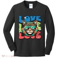 Love Hippie Cat Retro 80s Peace Kids Long Sleeve Shirt thumb 0
