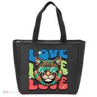 Love Hippie Cat Retro 80s Peace Tote Bag thumb 0