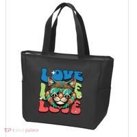 Love Hippie Cat Retro 80s Peace Tote Bag thumb 3