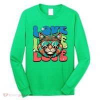 Love Hippie Cat Retro 80s Peace Long Sleeve Shirt thumb 0