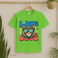 Love Hippie Cat Retro 80s Peace T-Shirt thumb 2