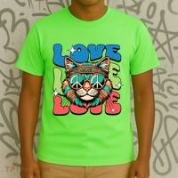 Love Hippie Cat Retro 80s Peace T-Shirt thumb 3