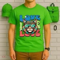 Love Hippie Cat Retro 80s Peace T-Shirt thumb 6