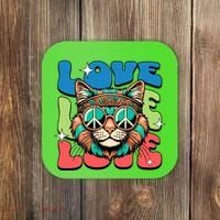Love Hippie Cat Retro 80s Peace Coaster thumb 0