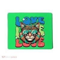 Love Hippie Cat Retro 80s Peace Mousepad thumb 0