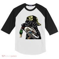 Labrador Hunting Dog With Duck Hello Hunting Season Kids Colorblock Raglan Jersey thumb 0