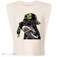 Labrador Hunting Dog With Duck Hello Hunting Season Garment-Dyed Women's Muscle Tee thumb 0