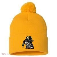 Labrador Hunting Dog With Duck Hello Hunting Season Pom Pom 12in Knit Beanie thumb 0
